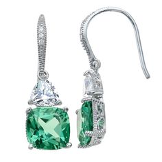 Add a pop of color to your jewelry box with these lovely cubic zirconia and lab-grown green amethyst SIRI USA by TJM sterling silver drop earrings. Add a pop of color to your jewelry box with these lovely cubic zirconia and lab-grown green amethyst SIRI USA by TJM sterling silver drop earrings. FEATURES Length: 24.25 mm Backings: Frenchwire Nickel free Metal: sterling silver Plating: rhodium Finish: polished Packaging: boxedSTONE DETAILS Stone type: cubic zirconia, lab-grown green amethyst Total Formal Green Gemstone Diamond Earrings, Formal Green Diamond Gemstone Earrings, Green Diamond Accented Round Earrings, Green Round Earrings With Diamond Accents, Green Sterling Silver Diamond Earrings With Prong Setting, Fine Jewelry Green Diamond Earrings, Green Sparkling Stones Jewelry For Anniversary, Classic Green Sterling Silver Diamond Earrings, Classic Green Drop Earrings