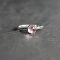 Sterling Silver Pale Pink Morganite Stacking Ring – AccentYourself Pink Sterling Silver Crystal Ring With Gem, Pink Gemstone Rings For Promise, Pink Birthstone Promise Ring In Fine Jewelry Style, Dainty Pink Stackable Promise Rings, Pink Stackable Round Cut Rings, Pink Stackable Birthstone Promise Ring, Pink Adjustable Birthstone Ring For Anniversary, Minimalist Pink Crystal Ring As Gift, Pink Gemstone Stackable Rings Fine Jewelry