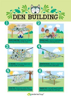 the instructions for how to build a treehouse with animals and trees in it, including instructions