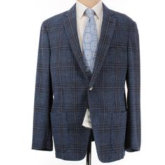 * Sleeve (Shoulder Seam To End Of Sleeve): 25.25 * Length (Bottom Of Collar): 29.75 * Shoulder To Shoulder: 19.5 * Pit To Pit: 22.25 * Waist At Top Button (Edge To Edge): 21 Note: Buttons Do Come With This Sport Coat. Blue Blazer With Patch Pockets For Office, Designer Suits With Welt Pockets For Semi-formal Occasions, Blue Office Blazer With Patch Pockets, Blue Tailored Sport Coat For Semi-formal Occasions, Luxury Blue Suits With Welt Pockets, Designer Blue Blazer With Notch Lapel, Blue Custom Fit Blazer For Business Casual, Luxury Blue Blazer For The Office, Designer Blue Outerwear For Business