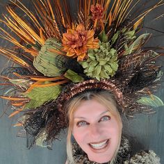 Beautiful Harvest headdress great for Autumn activity, Fall festival, Thanksgiving, Halloween, birthday and more. Decorated with apple, fabric flowers, colored mash,  sequins. Headdress also can be used as a wreath, has loop in the back for wall or door decoration. Light weight, elastic in the back fits most head sizes.  Items shipped by USPS next business day. NO refunds, NO exchange, but please let me know if something wrong with your item. Check my shop for other fun crowns! Contact me if you need special one. Thank you for your interest in my design. Have wonderful day, stay safe and have fun Whimsical Crown Costume Hat For Carnival, Whimsical Tall Crown Headpiece For Carnival, Whimsical Headpieces For Festivals And Parties, Carnival Costume Headpiece With Round Crown, Whimsical Festival Headpieces For Parties, Whimsical Crown Headpiece For Mardi Gras, Bohemian Crown Costume Hat For Carnival, Bohemian Crown For Carnival, Whimsical Festival Party Headpieces