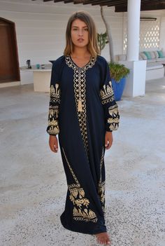 This bohemian multicolour embroidery dress is a an eye catcher! It is an extremely comfortable wear, light and soft and can be used on many occasions - home gatherings, festival parties, summer occasions, dinners, or just in your home to feel comfortable. -----------Large---------------- Bust : 44-45 Hip : 50-51 -----------X-Large-------------- Bust : 47-48 Hip : 53-54 -----------XX-Large-------------- Bust : 49-50 Hip : 55-56 Length : 57 inches (145cm) Composition : 70% Egyptian Cotton; 30% Pol Bollywood Style Embroidered V-neck Kaftan, Eid Embroidered V-neck Kaftan, Elegant Embroidered V-neck Kaftan, Embroidered V-neck Evening Kaftan, Blue Embroidered V-neck Kaftan, Ladies Caftan, Embroidered Caftan, Arabian Dress, Cotton Caftan