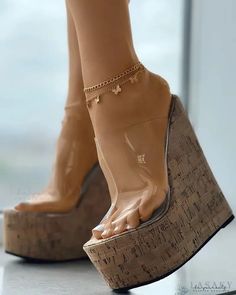 High Heel Sandals Platform, Sandals Platform, Chic Type, Strap Wedge, Clear Heels, Peep Toe Heels, Style Chic, High Heel Sandals, Heel Sandals