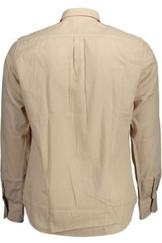 Elevate your wardrobe with the sophisticated charm of a Harmont & Blaine regular fit shirt. This beige masterpiece features long sleeves and a timeless button-down collar that exudes effortless elegance. The contrasting inside cuffs add a modern twist to the classic design, while the distinctive logo ensures your style is instantly recognizable. Crafted from 100% cotton for ultimate comfort and durability—this shirt is a seamless blend of luxury and practicality, perfect for the discerning gentl Beige Long Sleeve Shirt With Button Cuffs, Beige Cotton Shirt For Business Casual, Cream Long Sleeve Shirt With Button Cuffs, Beige Shirt With Concealed Placket And Spread Collar, Beige Button Closure Shirt For Business Casual, Beige Long Sleeve Linen Shirt, Classic Beige Tops With Concealed Placket, Elegant Beige Tops With Placket, Classic Beige Shirt For Business Casual