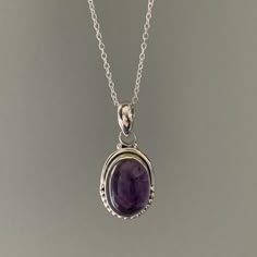 Sterling silver oval  amethyst necklace, Boho amethyst necklace Oval Gemstone Necklace In Sterling Silver, Dainty Sterling Silver Oval Necklace, Oval Amethyst Jewelry Gift, Sterling Silver Oval Necklace, Dainty Oval Purple Jewelry, Purple Necklace Aesthetic, Silver Oval Crystal Gemstone Necklaces, Dainty Purple Oval Jewelry, Oval Sterling Silver Necklace With Cabochon