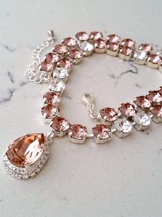 Blush and clear Swarovski crystal necklace, Choker Bridal necklace, Statement necklace, Bridesmaid g Crystal Bridal Necklace With Rhinestones As Gift, Pink Crystal Rhinestone Necklace For Wedding, Pink Crystal Wedding Necklaces, Pink Jeweled Bridal Necklace As Gift, Pink Crystal Wedding Necklace, Pink Bridal Necklace With Jewels As Gift, Elegant Pink Crystal Necklaces For Weddings, Pink Sparkling Crystal Jewelry For Wedding, Pink Sparkling Jewelry For Wedding