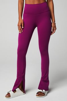 Define PowerHold® Split Hem Legging Fabletics purple female Activewear >> Womens >> Bottoms >> Leggings >> Full Length PowerHold regular Everyday/Training 4-Way Stretch/Moisture-Wicking/UPF Protection Purple Elastane Leggings For Athleisure, Purple Athleisure Elastane Leggings, Full-length Purple Elastane Pants, Purple Full-length Elastane Pants, Purple High Stretch Pants For Pilates, Purple Elastane Leggings For Workout, Purple Stretch Elastane Pants, Purple Tight Athleisure Pants, Stretch Elastane Purple Bottoms