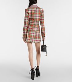 Drunken Tailored checked wool jacket in multicoloured - Vivienne Westwood | Mytheresa Fitted Plaid Tweed Jacket With Concealed Placket, Plaid Tweed Jacket With Long Sleeves, Designer Single-breasted Tweed Blazer, Plaid Tweed Jacket With Concealed Placket, Business Tweed Jacket With Double-breasted Button And Long Sleeves, Business Long Sleeve Tweed Jacket With Double-breasted Buttons, Luxury Plaid Tweed Jacket Single Breasted, Luxury Plaid Single Breasted Tweed Jacket, Luxury Plaid Single-breasted Tweed Jacket