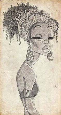 a drawing of a woman with an afro hairstyle