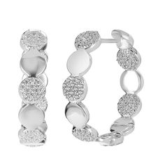 Accessorize your look with these Judy Crowell Sterling Silver CZ Circles Hoop Earrings. Click on this JEWELRY & WATCHES GUIDE to learn about fit, styles, materials and more! FEATURES Dimensions: 23.5 mm x 5.5 mm Backings: click-it Metal: sterling silver Plating: rhodium Finish: polished Packaging: velvety pouchSTONE DETAILS Stone type: cubic zirconia Total weight: 1 1/2 ct. Shape: round Setting: pave Size: One Size. Gender: female. Age Group: adult. Jewelry Earrings Hoops, Gender Female, Cubic Zirconia, Age Group, Hoop Earrings, Jewelry Earrings, Plating, Sterling Silver, Stone