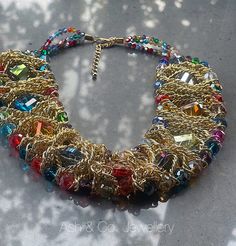 "Collar necklace. Twisted gold metal alloy, with multicoloured crystal, chain necklace. Measures Chain length 39  cm (15.5\") extra 7 cm (2.5\") necklace width  5cm (2\") You receive your gift in an organza bag Thank you" Jeweled Metal Crystal Necklaces For Party, Costume Jewelry Crystal Necklace With Jewels, Multicolor Rhinestone Necklace With Jewels, Costume Jewelry, Multicolor Jeweled Rhinestone Necklace Gift, Multicolor Jeweled Rhinestone Necklace For Gift, Multicolor Metal Rhinestone Necklace For Party, Elegant Multicolor Adjustable Chain Necklace, Multicolor Crystal Rhinestone Necklace, Multicolor Rhinestone Necklace Costume Jewelry