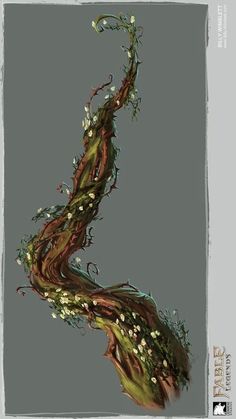 an artistic painting with vines and flowers on it