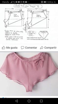 an image of the bottom and side of a pink shorts with measurements for each item