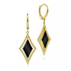 Black Pierced Earrings In Fine Jewelry Style, Black Pierced Earrings Fine Jewelry, Fine Jewelry 14k Gold Black Earrings, Black Diamond Earrings For Formal Occasions, Luxury Black Diamond Earrings For Formal Occasions, Elegant 14k Gold Jewelry With Black Diamonds, Black Dangle Earrings Fine Jewelry, Elegant Black Diamond Earrings In Sterling Silver, Elegant Black Jewelry With Black Diamonds