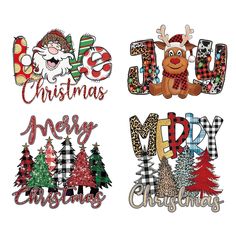 four christmas cutouts are shown in three different styles