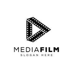 a film strip logo with the word media on it and an arrow in the middle