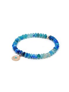 Turquoise Gemstone Bracelets With Round Beads, Turquoise Jewelry With Round Spacer Beads, Blue Rondelle Beaded Bracelets, Blue Evil Eye Bracelet With Round Beads, Turquoise Rondelle Hand-strung Beaded Bracelets, Turquoise Stretch Bracelet With Natural Stones, Beaded Bracelets With Natural Stones In Gold, Turquoise Natural Stones Stretch Bracelet, Elegant Turquoise Beaded Bracelet