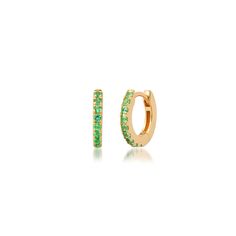 1.22mm emerald per huggie .15ct per huggie 14k yellow gold Gold weight approx. 1.5 grams Gold Gold, Emerald, Yellow Gold, Yellow, Gold