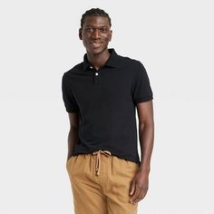 Read reviews and buy Men's Every Wear Polo Shirt – Goodfellow & Co™ at Target. Choose from contactless Same Day Delivery, Drive Up and more. Mens Wardrobe, Rolled Collar, Fabric Construction, Black Polo, Wardrobe Inspiration, Basic Shirts, Comfy Fashion, Men's Wardrobe, Sporty Look