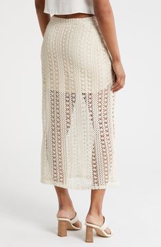 Lightweight lace lends sunshine-ready style to this maxi-length skirt. Hidden side-zip closure Partially lined 100% acrylic Hand wash, line dry Imported Crochet Lace Skirt, Lace Maxi Skirt, Skirt Crochet, Maxi Lace Skirt, Lace Maxi, Crochet Lace, Lace Skirt, Side Zip, Nordstrom Rack