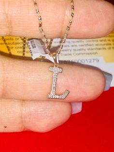 10k solid gold real diamond L initial necklace, real gold Monogram pendant with genuine natural diamonds, free appraisal, Not lab made, HOT Best Gift For Boss, Letter L Necklace, L Initial Necklace, Best Boss Gifts, Necklace Real Gold, L Necklace, L Initial, Fake Stone, Gift For Boss