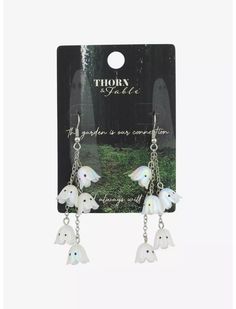 Thorn & Fable Ghost Flower Earrings Functional Earrings, Mistletoe Earrings, Ghost Accessories, Cool Clothes For Girls, Ghost Clothes, Silly Earrings, Ghost Flower, Creepy Earrings, Spooky Earrings