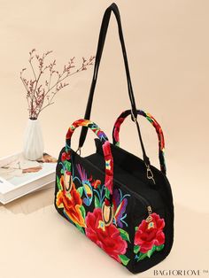 BagForLove - Embroidered Top Handle Bag with Bird & Floral Design - Perfect Mothers Day Gift Product Description Color Multicolor Strap Type Double Handle Details Embroidery Pattern Type Tribal Bag Size Small Style Vacation Type Top Handle Bag Features High-capacity Material Polyester Composition 100% Polyester Size Chart INCH CM Bag Length Bag Width Bag Height Handle Height Strap Length 12.6 inch 5.1 inch 8.3 inch 3.1 inch 55.1 inch Bag Length Bag Width Bag Height Handle Height Strap Length 32 Black Embroidered Double Handle Bag, Embroidered Top Handle Travel Bag, Embroidered Rectangular Travel Bag, Embroidered Double Handle Spring Bags, Embroidered Top Handle Bag For Daily Use, Rectangular Bag With Floral Embroidery For Daily Use, Embroidered Top Handle Shoulder Bag For Travel, Embroidered Handheld Bags For Daily Use, Floral Embroidered Rectangular Shoulder Bag For Travel