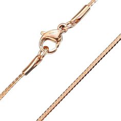 This elegant women's herringbone chain necklace is made of solid hypoallergenic surgical stainless steel. The herringbone chain necklace is 1.7mm wide, it has a high polish rose gold color PVD finish with an easy-to-use lobster claw clasp. This herringbone chain is available in an 18-inch length. Gift box included with purchase. SKU: FFJ-SSR-344 Gold Herringbone Chain, Herringbone Chain, Rose Gold Color, Stainless Steel Necklace, Elegant Woman, Lobster Claw, Herringbone, Chains Necklace, Women Rings