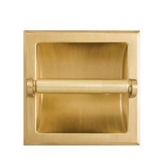 a brass toilet paper holder with a roll on the front and back of it, against a white background