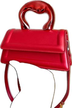 Casual Red Square Satchel, Casual Red Rectangular Satchel, Casual Red Shoulder Box Bag, Red Square Satchel With Detachable Handle, Red Leather Satchel With Adjustable Handle, Red Satchel With Detachable Handle For Party, Red Leather Shoulder Bag With Adjustable Handle, Red Square Shoulder Bag For Shopping, Red Rectangular Shoulder Bag For Shopping