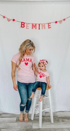 Details Mama and Mini Matching Light Pink and Red Valentines Day T-Shirt Set Link for matching sizes: https://simplystitcheddesigns.com/products/mini-light-pink-and-red-valentines-day-t-shirt-or-bodysuit Perfect for mommy daughter duos! Adult sizes are a short sleeve t-shirt Size newborn-18 months is a bodysuit style This bodysuit style is perfect for infant and toddlers alike, ensuring a secure and comfortable fit during playtime and beyond. Size 2T- Youth XL is a t-shirt style These tees are p Casual Red Tops For Mother's Day, Red Casual Tops For Mother's Day, Red Short Sleeve Tops As Gift, Cute Crew Neck Top For Family Occasions, Cute Crew Neck Top, Red T-shirt For Spring Gift, Red Cotton Top For Gift, Red Cotton Tops For Gifts, Red Cotton Tops As Gift