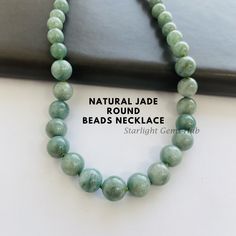 Product Description: Item Code: SGH-232 Stone Name: Green Jade Size: 6MM-10MM Shape: Smooth Round Color: Green Length: 18 Inches (Approx.) Weight: 217Cts (Approx.) Lock: 925 Lobster Clasp **All natural gemstones vary in color and pattern. We try our best to make our photos represent the real products in person. ** **All Customization Facility Is Available as per your Requirement Also in Other stones. ** **Bulk Order also available** **Please feel free to contact for any further queries** Affordable Jade Gemstone Bead Necklaces, Jade Gemstone Beaded Necklaces With Round Beads, Jade Gemstone Beaded Necklace With Round Beads, Jade Gemstone Crystal Necklaces With Round Beads, Jade Gemstone Crystal Necklace With Round Beads, Jade Crystal Necklace With Round Gemstone Beads, Jade Crystal Necklace With Round Beads, Spiritual Jade Crystal Necklaces With Round Shape, Jade Gemstone Beads Necklaces