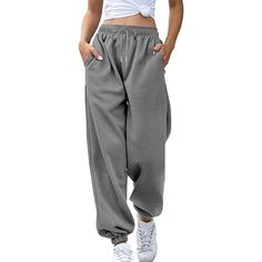 Women High Waisted Sweatpants Joggers Drawstring Athletic Pants With Pockets are the ideal fusion of fashion and coziness. These functional pants are made to move with you, giving you unrestricted freedom to run, jump, and stretch. They are suitable for the entire day because of the smooth, breathable fabric. These jogger pants are a stylish statement that can be dressed up or down thanks to their striking hues and modern style. Specifications: Fabric Type: Cotton, polyester Care Instructions: Comfortable Leisure Joggers With Pockets, Full Length Drawstring Bottoms For Leisure, Baggy Joggers With Side Pockets For Loungewear, Sportswear Lounge Bottoms With Drawstring, Sportswear Loungewear Bottoms With Drawstring, Stretch Pants With Drawstring For Leisure, Gray Comfortable Pants With Comfort Waistband, Leisure Solid Pants With Drawstring, Solid Drawstring Pants For Leisure