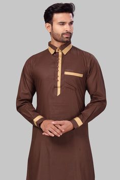 Product Features: Top Color: Chocolate Brown Bottom Color: Chocolate Brown Work: Solid Top Fabric: Fine poly and cotton mix Bottom Fabric: Fine poly and cotton mix Pack Of: 1 Pathani : 1 Salwar Occasion: Partywear Disclaimer: There will be slight difference in digital to actual image Fitted Brown Cotton Sets, Traditional Brown Festive Tops, Festive Traditional Brown Tops, Brown Fitted Long Sleeve Kurta, Festive Brown Traditional Tops, Long Sleeve Cotton Tops For Eid, Festive Long Sleeve Cotton Shirt, Festive Long Sleeve Cotton Silk Top, Festive Brown Cotton Kurta