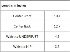 sonya size length inch