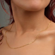 14k Gold Link Chain Necklace ,Paperclip Chain Necklace,Everyday Dainty Necklace 👀 ❤️Product Details ❤️Handmade / Handcrafted Fine Jewelry ❤️Metal:14K Gold Filled ❤️Chain Width: Approx. 3mm Colors: Silver Gold Rose Gold Other styles are available in our shop at https://www.etsy.com/shop/GoldPersonalized?ref=seller-platform-mcnav Please contact us if you have any questions or requests/ideas for our shop, we'd love to hear from you! Figaro Chain Necklace With Rectangular Links As Gift, Gift Figaro Chain Necklace With Rectangular Links, Paperclip Necklace With Delicate Chain For Gift, Dainty Formal Necklace With Paperclip Chain, Gold Chain Paperclip Necklace For Gifts, Gold Oval Link Chain Necklace Gift, Formal Paperclip Necklace With Delicate Chain, Formal Delicate Paperclip Chain Necklace, Dainty Paperclip Chain Necklace For Formal Occasions