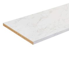 a white marble counter top with cork edge