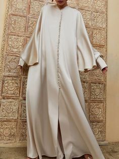 Long Beige Party Dress, Summer Party Abaya With Long Sleeves, Summer Long Sleeve Party Abaya, Summer Party Long Sleeve Abaya, Beige Long Maxi Dress For Party, Long Beige Dress For Eid, Long Beige Dresses For Eid, Beige Long Dress For Eid, Summer Wedding Long Abaya