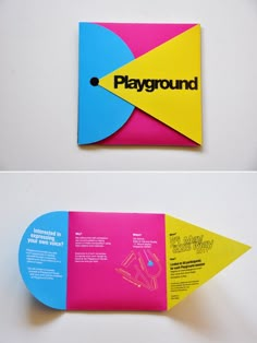 two different colored papers with the word playground on them and an image of a paper airplane