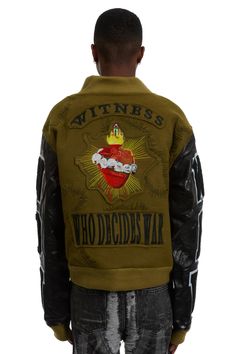 NAMESAKE VARSITY JACKET – WHO DECIDES WAR The Namesake, Varsity Jacket, Wool Blend, Fashion Inspiration, Mens Jackets, Wool, Quick Saves, Clothes, Patchwork