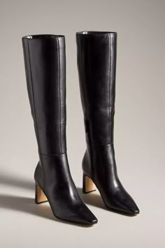 Sam Edelman Sylvia Boots | Anthropologie Luxury Pointed Toe Knee-high Boots For Spring, Luxury Leather-sole Mid-calf Boots For Work, Olivia Neill Boots, Low Boots Talon, Sam Edelmans Boots, Black Dress Boot Heels, Luxury Brown Pointed Toe Court Shoes, Luxury Elegant Pointed Toe Moto Boots, Low Heel Boots Classy