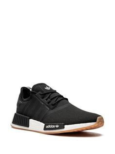 Adidas NMD_R1 Primeblue "Core Black/Core Black/Gum" Sneakers - Farfetch Sporty Black Sneakers With Gum Sole, Urban Sneakers With Logo Patch For Streetwear, High-top Running Shoes With Gum Sole For Streetwear, Black Low-top Sneakers With Gum Sole, Adidas Streetwear Sneakers With Round Toe, Casual Adidas Logo Custom Lace-up Sneakers, Adidas Sneakers For Streetwear With Round Toe, Adidas Low-top Sneakers For Streetwear, Sporty Sneakers With Logo Patch For Sports