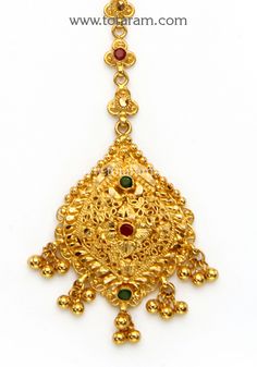 22 karat gold maang tikka with color stones - papidi billa - 235-GT466 - in 6.500 Grams for USD $813.14 USD. 
Made in India by Totaram Jewelers Online this product is in Gold - 22 Karat BIS Hallmark 916 Gold  & is an excellent gift for Adult - Women. Ships fully insured with secured guaranteed delivery for free with your order over $250 from New Jersey USA & comes with 30 days exchange policy. Cheap Traditional Gold Tikka, Luxury Tilla Tikka For Celebration, Gold Maang Tikka, Papidi Billa, Maang Tikka, Color Stones, Gifts For Adults, 22k Gold, Stone Color