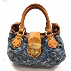 This Piece Is Vintage And Great Condition , Signs Of Wear On Leather Handle , Including Water Marks No Tears Accessories Include Original Dust Bag See Photos Refurbished Louis Vuitton Bags, Louis Vuitton Blue Bag, Vintage Louis Vuitton Bag, Vintage Lv Bag, Mini Designer Bags, Louis Vuitton Denim, Vintage Designer Bags, Dream Bags, Luxury Bags Collection