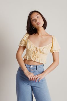 Yellow Crop Top Outfit, Yellow Top Outfit, Gold Crop Top, Stop And Smell The Flowers, Pink Iphone Case, Top Summer Outfits, Floral Graphics, Pink Iphone Cases, Wildflower Garden