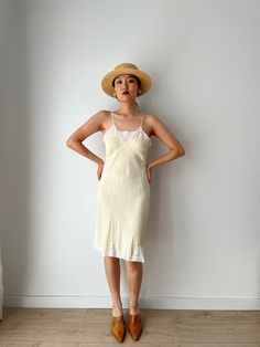 Vintage 1930s lace slip dress made of pure silk, perfect for summer  era: 1930 1940 material: 100% silk  Size: Best fits up to S, model wears S, 36 pit to pit:36cm waist:32cm Full length 98 cm condition: great antique condition Please keep in mind that this is almost 100 years old. It may have small marks and/or snags and sign of wear throughout. Please purchase willing to accept all signs of wear. NOTE For shop updates and extra info please follow me on Instagram: @shikivintage    *SHIPPING -We Summer Silk Slip Dress With Lace Trim, Spring Silk Slip Dress With Delicate Lace, Summer Sheer Lace Slip Dress, Summer Silk Slip Dress With Delicate Lace, Fitted Lace Patchwork Slip Dress For Daywear, Vintage Silk Slip Dress With Spaghetti Straps, Spring Slip Dress With Delicate Lace, Beige Slip Dress With Lace Trim For Daywear, Vintage Silk Dress With Spaghetti Straps