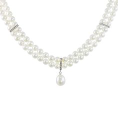 Double your elegance in this lovely necklace. Featuring two strands of freshwater, cultured pearls. With linear, diamond-accent links. And a removable cultured pearl drop pendant can also be worn with your favorite chains. A 14k white gold box clasp provides a secure closure. Plus, it comes in a white leatherette box for easy gift giving and storage. A sophisticated addition to every woman's jewelry collection. 6- x 6 1/2-mm cultured pearls 10- x 11-mm cultured pearl drop pendant 18-in. length 1 Pearl Drop Pendant, Gold Box, Pearl Diamond, Lovely Necklace, Drop Pendant, Pearl Drop, Easy Gifts, Cultured Pearls, Fresh Water