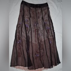 Never Worn, Perfect Condition No Flaws Spring Brown Fitted Maxi Skirt, Party Brown Lined Maxi Skirt, Spring Flowy Brown Skirt, Brown Party Bottoms With Flowy Fit, Brown Lined Skirt For Spring, Spring Brown Relaxed Fit Skirt, Spring Full Skirt In Brown, Brown Full Skirt For Spring, Brown Fitted Skirt For Spring