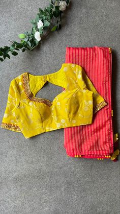 Yellow Pattu Saree Blouse Designs, Navratri Blouse, Hand Worked Blouse, Blouse Handwork, Ready Made Blouse, Worked Blouse, Handwork Blouse, Saree Fancy, Sarees For Girls