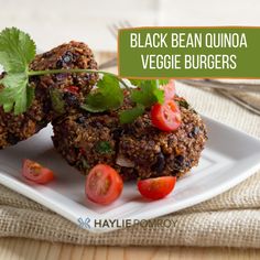 Black Bean Quinoa Veggie Burgers by Haylie Pomroy Quinoa Veggie Burger, Bean Quinoa, Cooked Quinoa, Black Bean Quinoa, Organic Meat